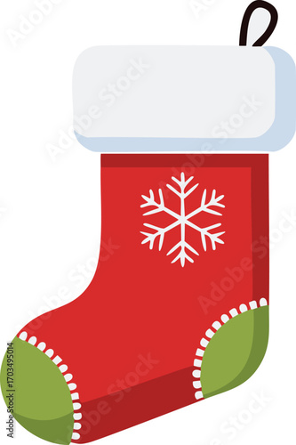 Red Christmas Stocking with Snowflake holiday