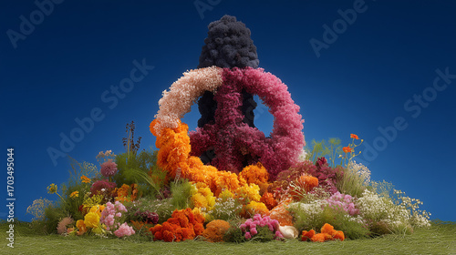 Floral Peace Emblem — Wildflower Peace Symbol on Meadow Mound