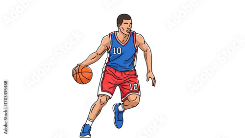 Basketball and Basketball Player Vector Silhouette Illustration Set AI EPS PNG