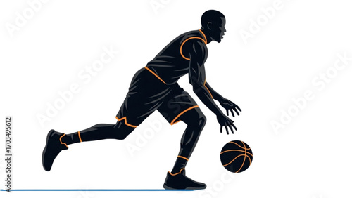 Basketball and Basketball Player Vector Silhouette Illustration Set AI EPS PNG