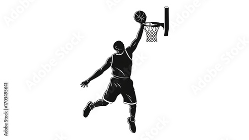 Basketball and Basketball Player Vector Silhouette Illustration Set AI EPS PNG
