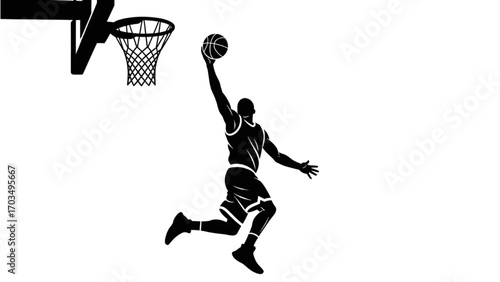 Basketball and Basketball Player Vector Silhouette Illustration Set AI EPS PNG