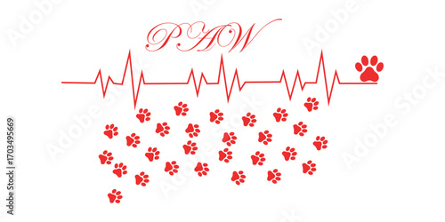 Paw print of dog isolated on transparent background. cat paw print. cat walk foot print. Paw print of dog