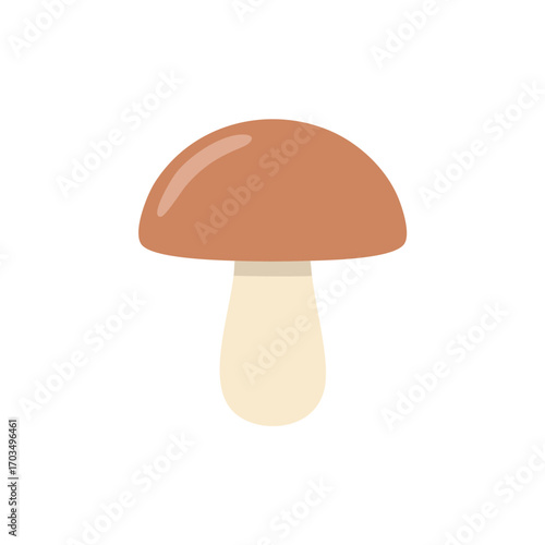 Simple Brown Mushroom Illustration on White Background