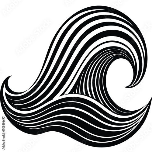 Dynamic abstract wave lines in monochrome with subtle color accents ideal for modern graphic design backgrounds