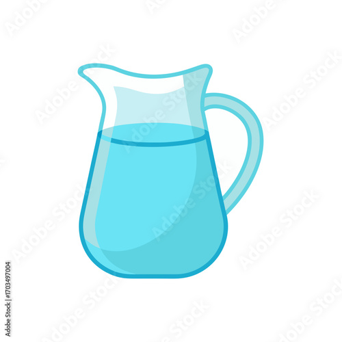 Illustration of a pitcher filled with water on transparent background