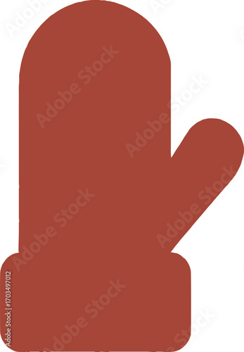 Single brown mitten icon on white background glove