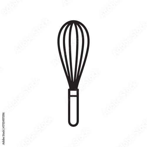 Line Drawing of a Wire Whisk with Handle Kitchen Utensil Icon