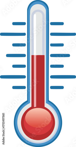 Thermometer with red liquid indicating high temperature