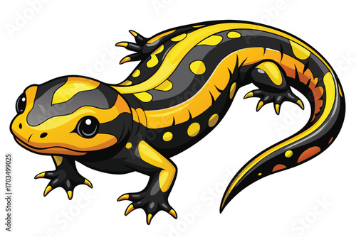 Striking Salamander with Bold Yellow Markings A Captivating Amphibian Illustration Showcasing Nature's Vibrant Colors and Unique Patterns