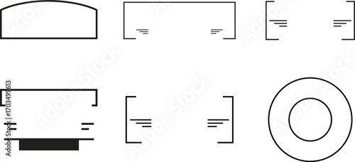 Automotive shield badge template vector set. Blank shield outline border frame vector