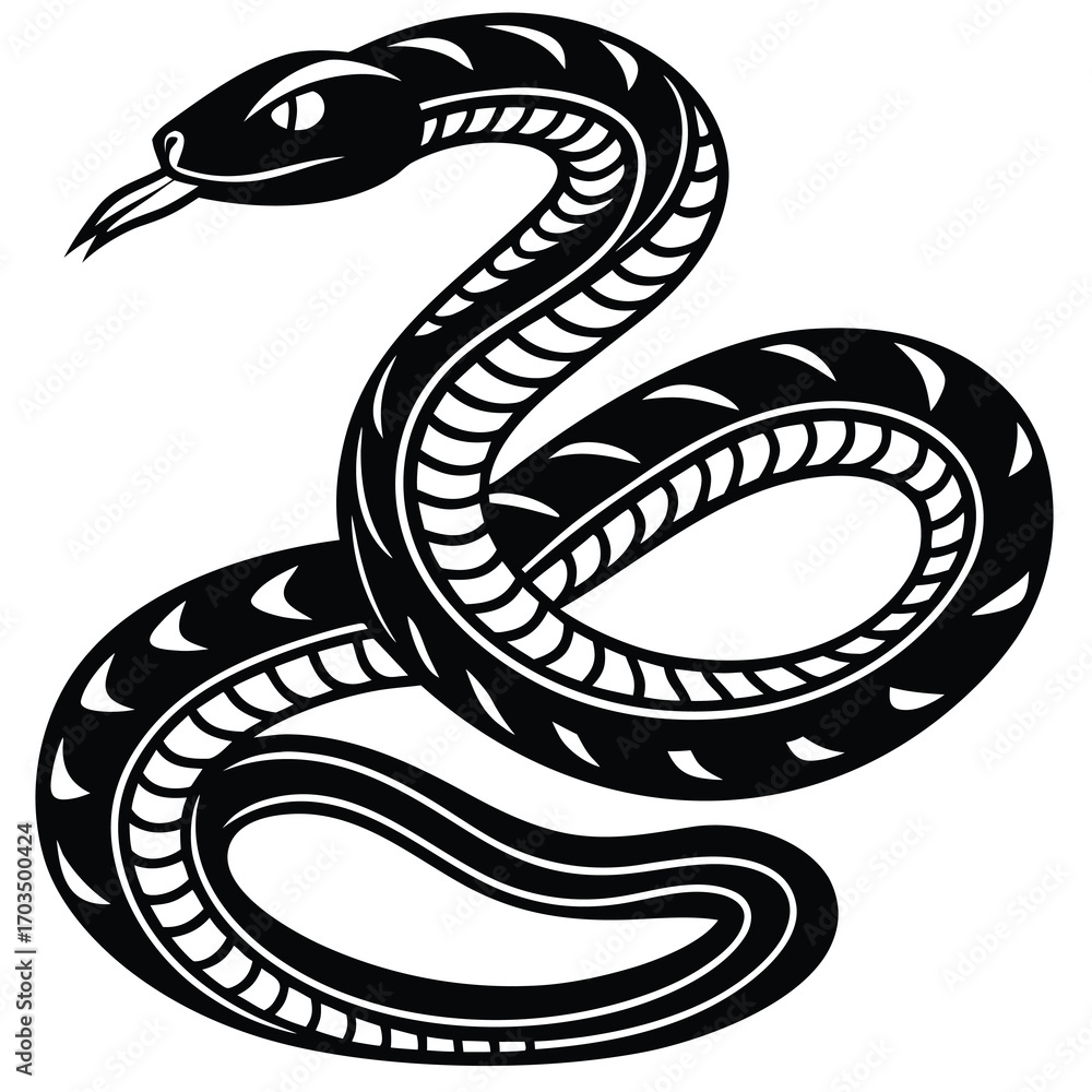 Fototapeta premium Minimalist single line art snake design with a clean modern aesthetic