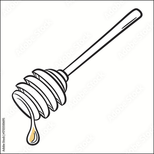 honey dipper icon silhouette vector set hand drawn illustration on white background.