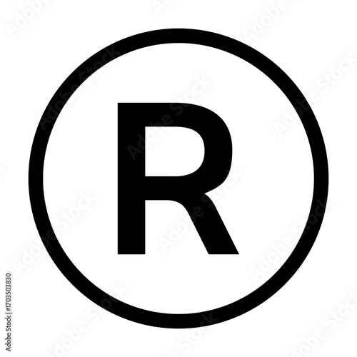 Registered Trademark Symbol in Circle Isolated on White Background