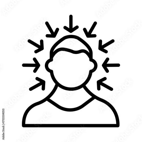 Person Undergoing Pressure with Arrows, Isolated on White Background