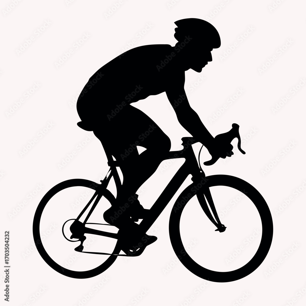 Fototapeta premium Cyclist Silhouette on Road Bicycle