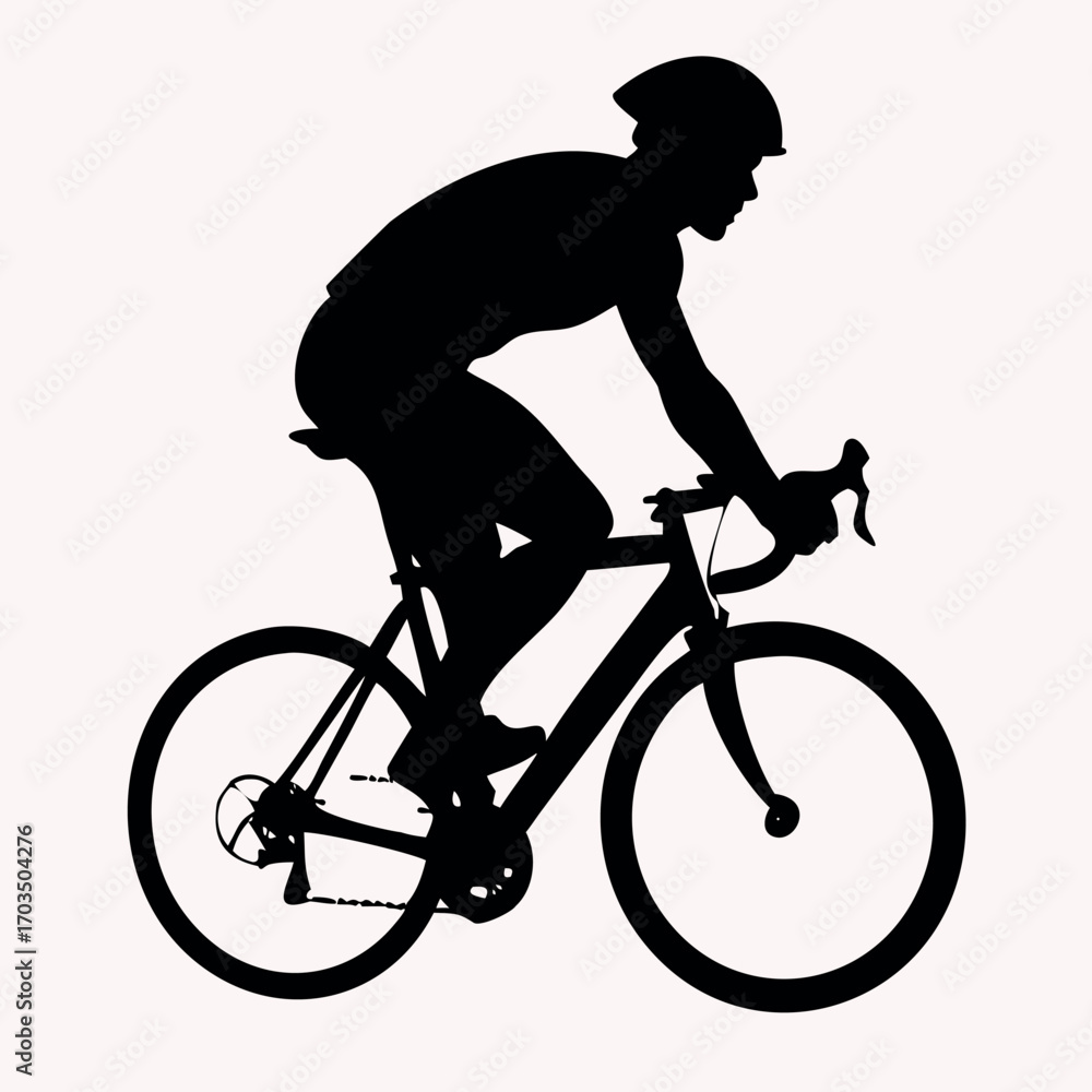 Obraz premium Cyclist Silhouette on Road Bicycle