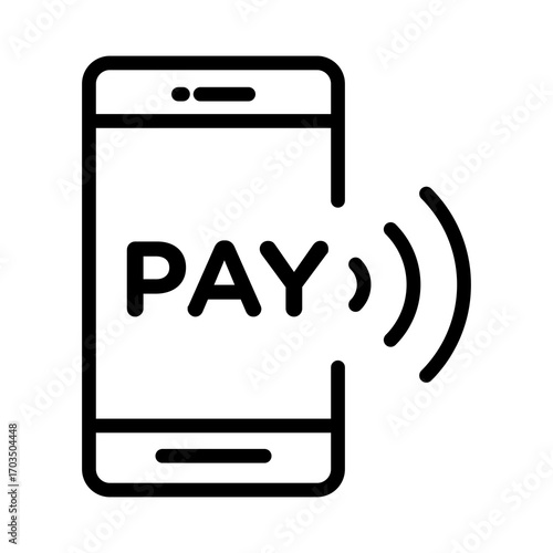Mobile Phone Payment Icon, Isolated on White Background