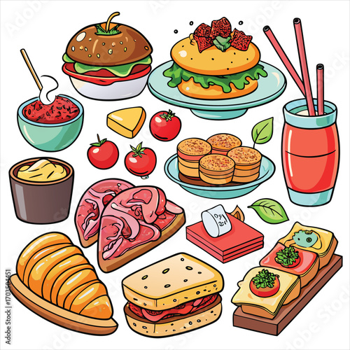 Food vector, Food design, Food concept, Food post, Food cartoon, Food icon, Food template, Food art, Food topics, Food doodle