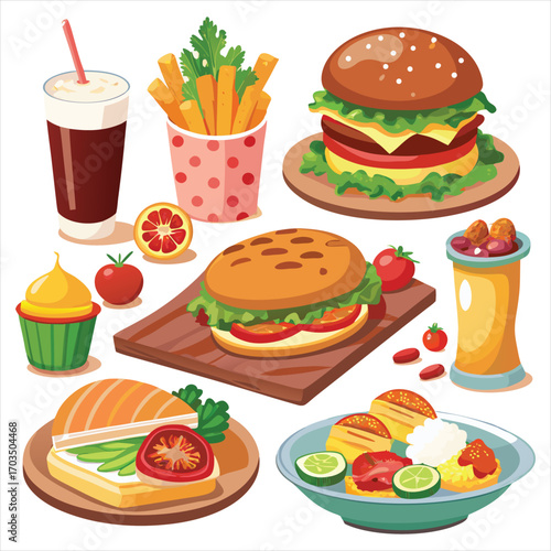 Food vector, Food design, Food concept, Food post, Food cartoon, Food icon, Food template, Food art, Food topics, Food doodle