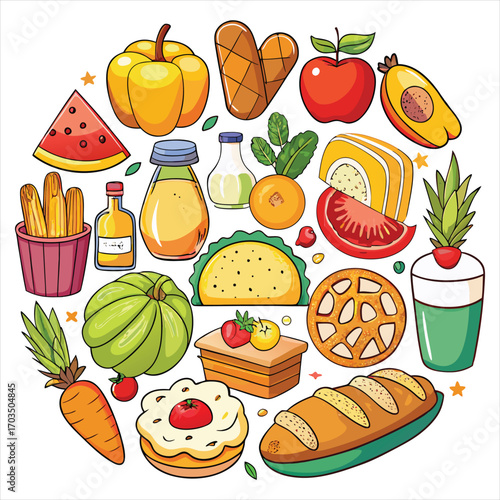 Food vector, Food design, Food concept, Food post, Food cartoon, Food icon, Food template, Food art, Food topics, Food doodle