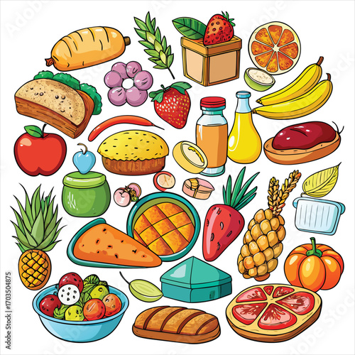Food vector, Food design, Food concept, Food post, Food cartoon, Food icon, Food template, Food art, Food topics, Food doodle