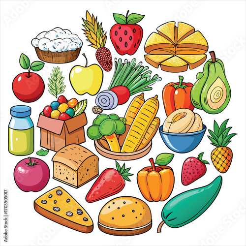 Food vector, Food design, Food concept, Food post, Food cartoon, Food icon, Food template, Food art, Food topics, Food doodle