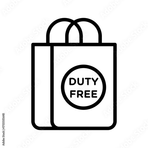 Duty Free Shopping Bag Icon Isolated on White Background