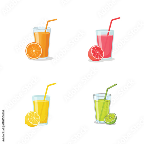 Glass of Fresh Orange Juice with Slice – Realistic Citrus Illustration