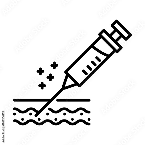 Syringe Injecting Serum into Skin, Isolated on White Background