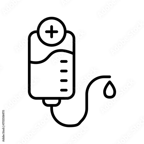IV Bag Icon in Line Art Style Isolated on White Background