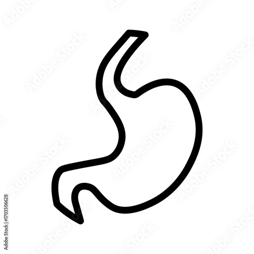 Stomach Icon in Outline Style Isolated on White Background