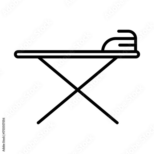 Ironing Board with Iron Icon Isolated on White Background