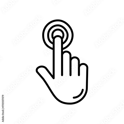 Hand Touching Screen Icon, Isolated on White Background