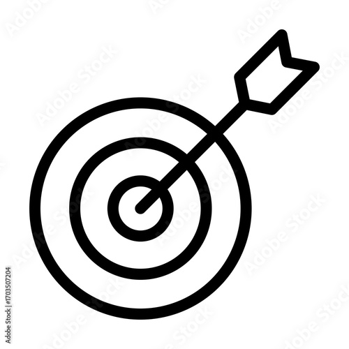 Arrow in Target Icon, Isolated on White Background