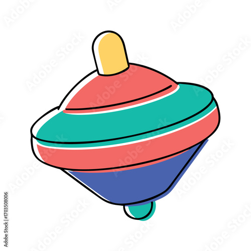 Colorful Vintage Spinning Top Toy Whimsical Design Classic Childrens Game Retro Inspired Illustration Playful Nostalgia