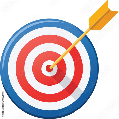 An arrow hitting the center of a target. A simple and powerful vector symbolizing achieving goals, business success, and accuracy. Generative AI