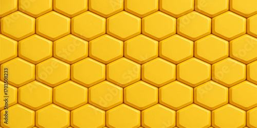 Honeycomb seamless pattern background with hexagon cells in yellow vector illustration