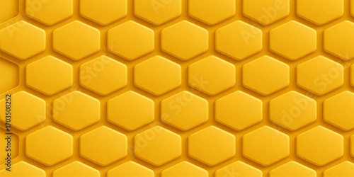 Honeycomb seamless pattern background with hexagon cells in yellow vector illustration