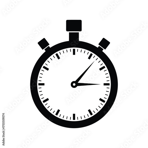 Black Silhouette Icon Of A Stopwatch Measuring Time On White Background timer measurement