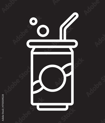 Water bottle icons. stroke line and black solid icons. Protein shake icon in black modern and lines. Soda icon set. soda can sign. for mobile concept and web design. vector illustration on white backg