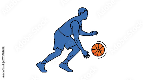 Basketball and Basketball Player Vector Silhouette Illustration Set AI EPS PNG