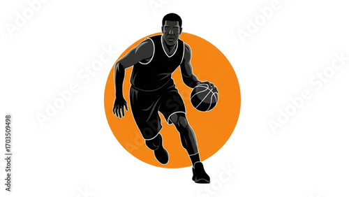 Basketball and Basketball Player Vector Silhouette Illustration Set AI EPS PNG