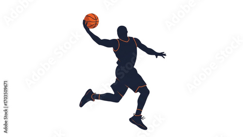 Basketball and Basketball Player Vector Silhouette Illustration Set AI EPS PNG