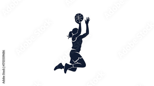 Basketball and Basketball Player Vector Silhouette Illustration Set AI EPS PNG