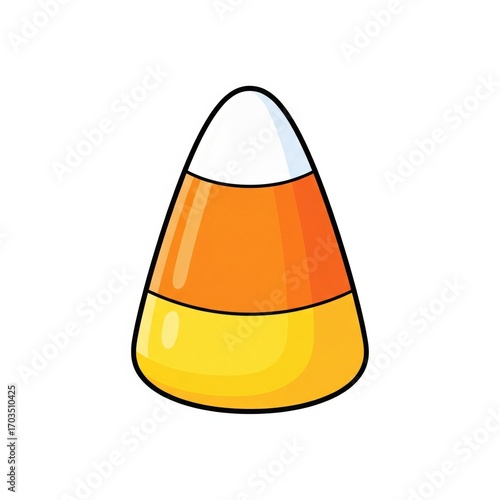 Isolated Candy Corn Sweet Treat with Gradient Layers on White Background