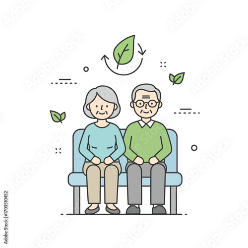 Elderly Couple Riding Bus