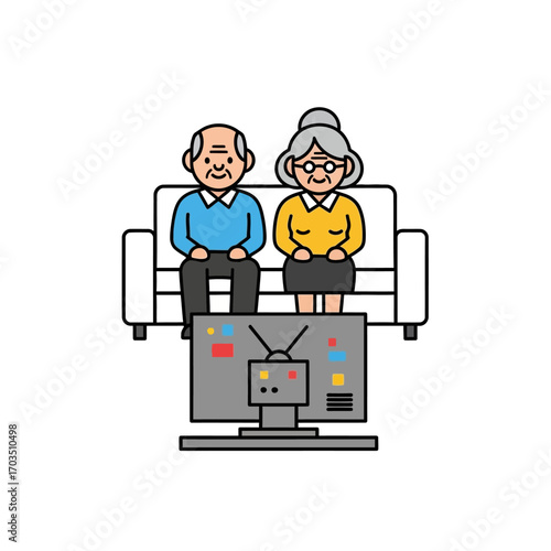 Elderly Couple Watching TV
