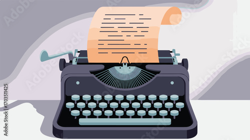 Vintage Typewriter with Paper and Abstract Background retro writing