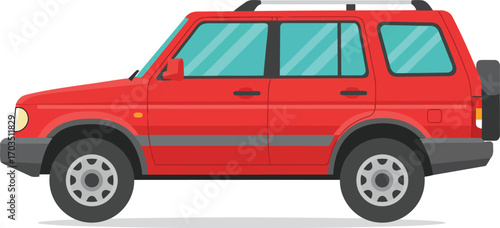 Red suv vehicle outdoor adventure ready for travel vector